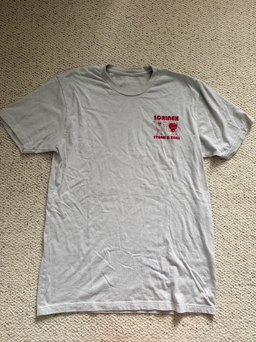 Sorinex Steak N Eggs T-Shirt Off White Mens Small Strength Powerlifting Gym Tee - Picture 1 of 4